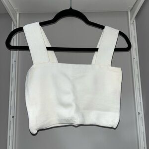 White square cut crop top